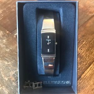 Caravelle by Bulova Diamond 43p100 Women's Black Rectangle Bangle Style Watch